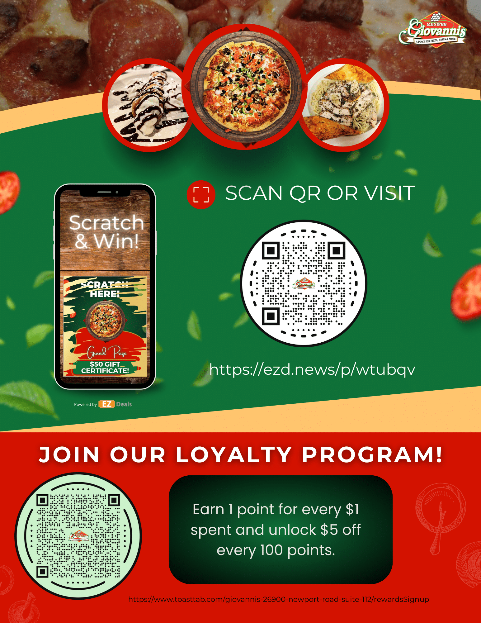 Coupons Giovanni's Pizza and Pasta